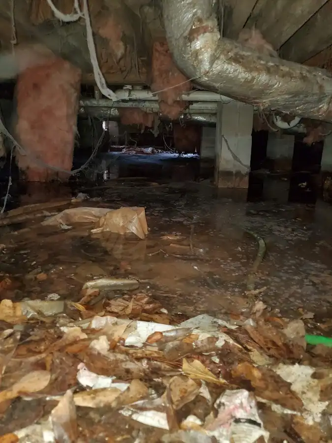 Crawl space flood assessment for Commercial Water Damage Restoration in Oakbrook