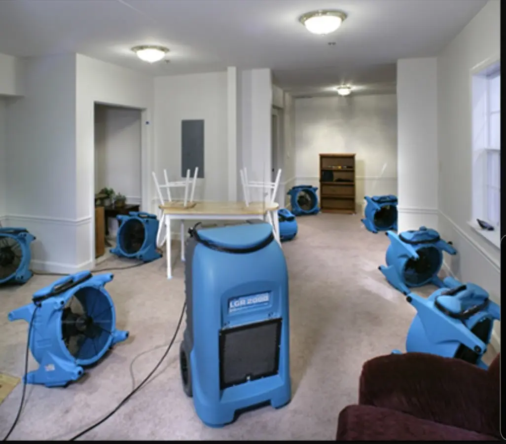 Air movers and dehumidifier setup for Water Extraction & Removal in Oakbrook