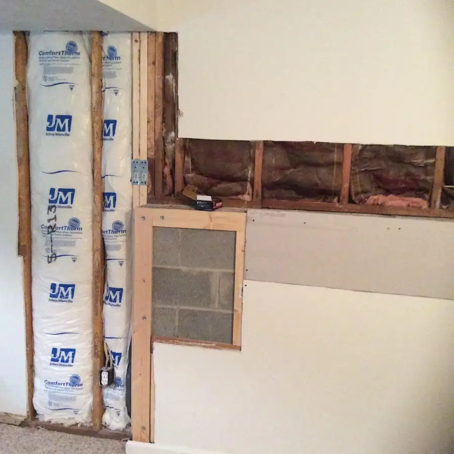 Wall insulation replacement during Basement Flood Cleanup in Oakbrook